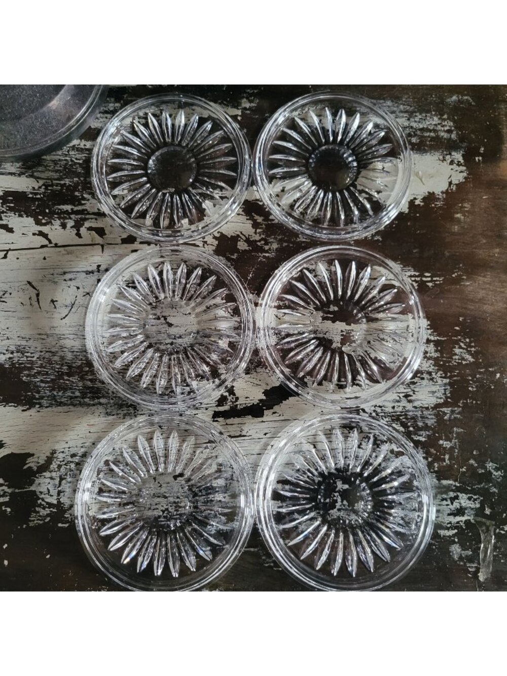 Set Of 6 Vtg Nachtmann Bleikristall Crystal Coasters Sunburst Design W. Germany